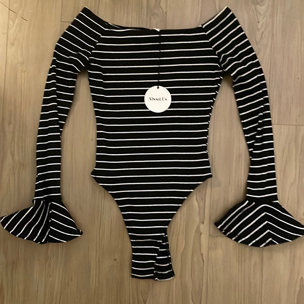 Black and White Stripe Body Suit